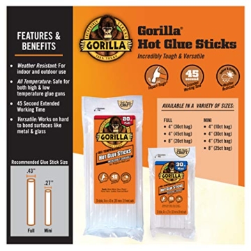 Gorilla Mini Hot Glue Sticks for Crafters and DIY Projects