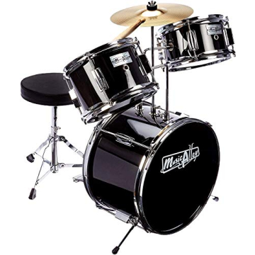 Kids Drum Set 3 Piece Metallic Black for Music Lovers