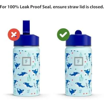 IRON °FLASK Kids Water Bottle - Straw Lid, 20 Name Stickers, Vacuum Insulated Stainless Steel, Double Walled Tumbler Travel Cup, Thermos Mug - Dark Blue, 14 Oz