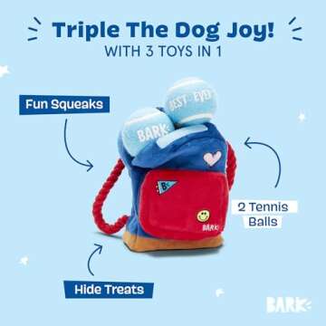 Barkbox 2 in 1 Interactive Plush Dog Toy - Rip and Reveal Toy for Dogs and Puppies - Stimulating Squ...