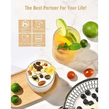 ISMASOAN Vintage Hobnail Drinking Glasses Set of 8