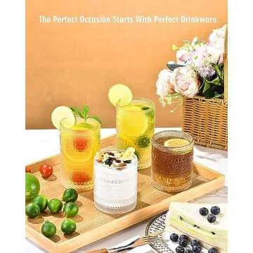 ISMASOAN Vintage Hobnail Drinking Glasses Set of 8