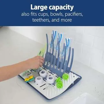 Dr. Brown's Folding Baby Bottle Drying Rack for Easy Storage, Dry Nipples, Pacifiers and Other Baby Essentials, BPA-free