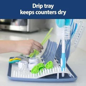 Dr. Brown's Folding Baby Bottle Drying Rack for Easy Storage, Dry Nipples, Pacifiers and Other Baby Essentials, BPA-free