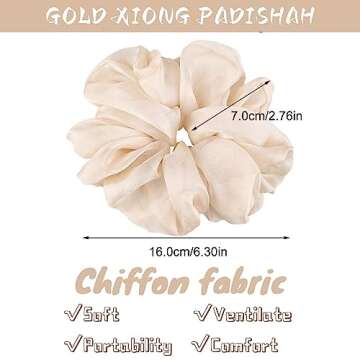 Oversized Scrunchies Jumbo Organza Scrunchies Large Chiffon Scrunchies No Damage Giant Scrunchies fo...