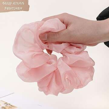 Oversized Scrunchies Jumbo Organza Scrunchies Large Chiffon Scrunchies No Damage Giant Scrunchies for Sleeping Big Hair Scrunchies for Women(6PCS,Style1)