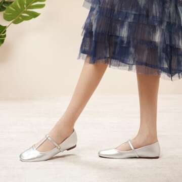 C.Paravano Women’s Stylish Mary Jane Flats for Comfort