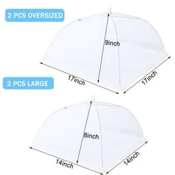 JULBEAR 4 Pcs Large and Tall Mesh Food Cover Tent Umbrella Food Screen Covers for Outside Pop-up Mes...