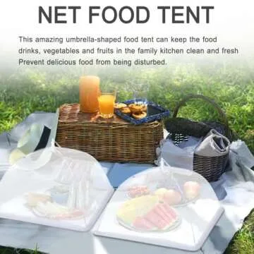 JULBEAR 4 Pcs Large and Tall Mesh Food Cover Tent Umbrella Food Screen Covers for Outside Pop-up Mesh Reusable Food Nets for Parties Picnics Outdoor BBQs Collapsible (2 Pcs 17"x17", 2 Pcs 14"x14")