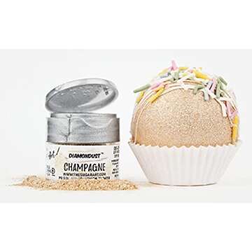 Champagne Edible Glitter for Drinks, Cocktails, Cake Decorating, Strawberries, Chocolates & More | No Taste | 4g | 100% Food-Safe | Kosher, Vegan, Gluten & Nut Free | DiamonDust by The Sugar Art