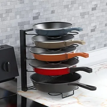 Height Adjustable Pan Organizer Fits 5 Pans Stylishly