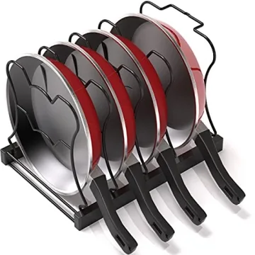Height Adjustable Pan Organizer Fits 5 Pans Stylishly