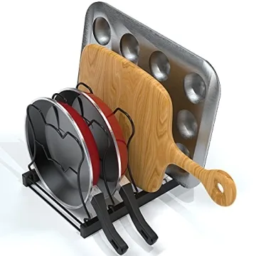 Height Adjustable Pan Organizer Fits 5 Pans Stylishly