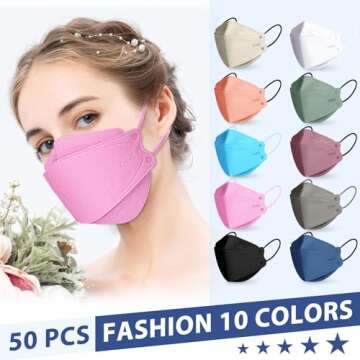 FENFEN KN95 Face Masks Disposable Adults - 50 Pack 5 Layer Protection Dust Breathable Comfortable Respirator Women KN95 Mask Individually Wrapped