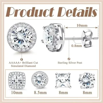 MILACOLATO Cubic Zirconia Stud Earrings Hypoallergenic Elegance