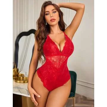 Avidlove Women's Lingerie Womens Lingeries Sexy Naughty Lace Body Suits Red Valentines Day Exotic