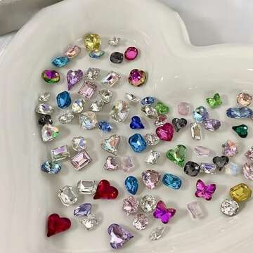 NLSJMP 56pcs Colorful Nail Charms Rhinestone Multi Shapes Mixed Large Crystal Stone,Pointed Bottom B...