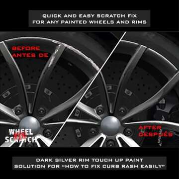 Wheel Scratch Fix Dark Silver Rim Touch Up Paint Kit, Car Wheel Scratch Repair Kit, Wheel Touch Up P...