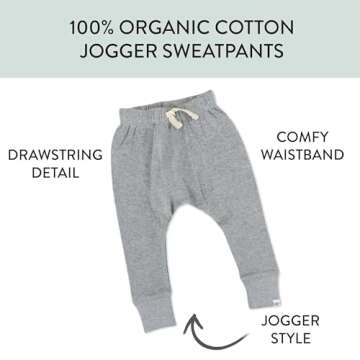 HonestBaby 2 Multipack Honest Pants Joggers Pull on 100% Organic Cotton for Infant Baby and Toddler,...