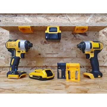StealthMounts Battery Holder Compatible with DeWalt 20/60V Batteries (8 Pack) - Yellow Battery Mount...