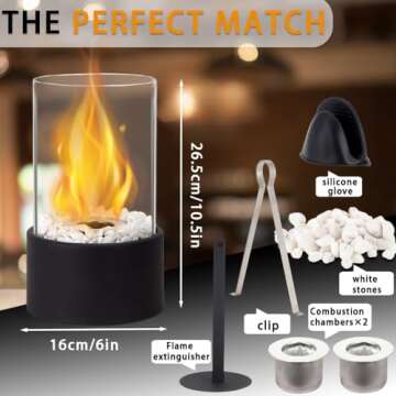 JHY DESIGN 10.5" H Tabletop Fire Bowl Pot Fireplace Tabletop Fire Pit Clean Burning Bio Ethanol Ventless Fireplace for Indoor Outdoor Patio Parties Events