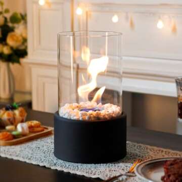 JHY DESIGN 10.5" H Tabletop Fire Bowl Pot Fireplace Tabletop Fire Pit Clean Burning Bio Ethanol Ventless Fireplace for Indoor Outdoor Patio Parties Events