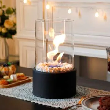 JHY DESIGN 10.5" H Tabletop Fire Bowl Pot Fireplace Tabletop Fire Pit Clean Burning Bio Ethanol Ventless Fireplace for Indoor Outdoor Patio Parties Events