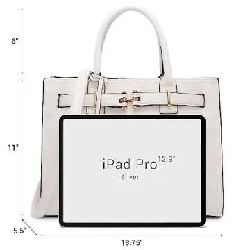 Dasein Women Satchel Purses Handbags Belted Top-handle Work Tote Shoulder Bags with Long Strap (White)