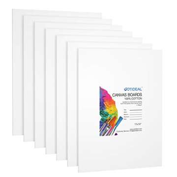 GOTIDEAL Canvases for Painting, 11x14 inch of 7, Professional Primed White Blank Flat Canvas Panels-...