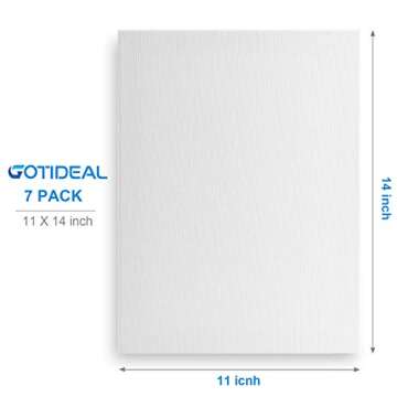 GOTIDEAL Canvases for Painting, 11x14 inch of 7, Professional Primed White Blank Flat Canvas Panels- 100% Cotton Artist Canvas Boards for Acrylics Painting, Oil Watercolor Tempera