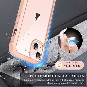 Miracase Compatible with iPhone 13 case 6.1 inch, [Glass Instead Plastic] with Built-in 9H Tempered Glass Screen Protector for iPhone 13,2023 Upgrade Full-Body Glass Clear Case,Crystal Pink