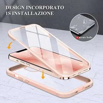 Miracase Compatible with iPhone 13 case 6.1 inch, [Glass Instead Plastic] with Built-in 9H Tempered Glass Screen Protector for iPhone 13,2023 Upgrade Full-Body Glass Clear Case,Crystal Pink