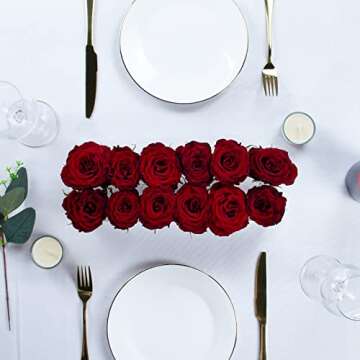 LOYWREE Flower Vase Acrylic Rectangular Floral Centerpiece for Dining Table - 12 Inches Long Rectangle Vase - Clear Vases for Home Decor Wedding(Flowers not Included)