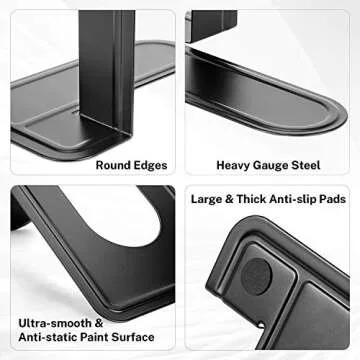 MaxGear Premium Matte Painted Book Ends, Heavy Duty and Sturdy Bookends for Shelves, Office Non-Skid Metal Book End Stopper for Books/CDs/DVDs, 6 x 4.6 x 6 in, Black (2 Pairs/4 Pieces, Large)