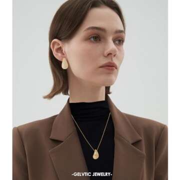 Teardrop Chunky Earrings for Women Tear Drop Necklaces Rhinestone Crystal Hoop Earring 18k Gold Plated Earrings Necklaces Jewelry Sets Water Drop Pendant Necklace Valentine for Women Mother Mom Lover