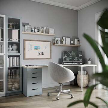 U Brands Linen Bulletin Board, 35"x23", Rustic Wood Style Frame, Industrial Grade Pinning Surface