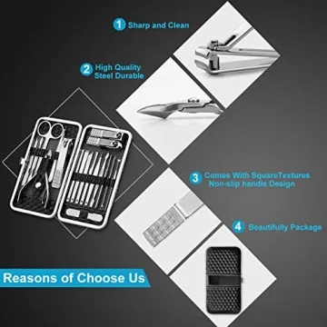 18-Piece Stainless Steel Nail Clippers Set with Travel Case