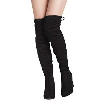 DREAM PAIRS Women's Shoo Black Over The Knee High Heel Boots Size 8.5 B(M) US