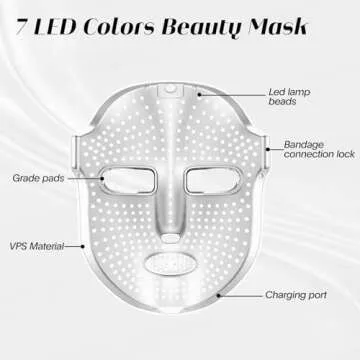 EVFOFO Red Light Therapy Mask for Face, Led Face Mask Light Therapy, 7-1 Colors LED Facial Skin Care Mask-White