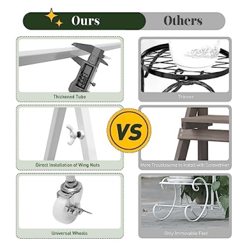 3 Tier Flower Cart Display Stand with Wheels for Plants