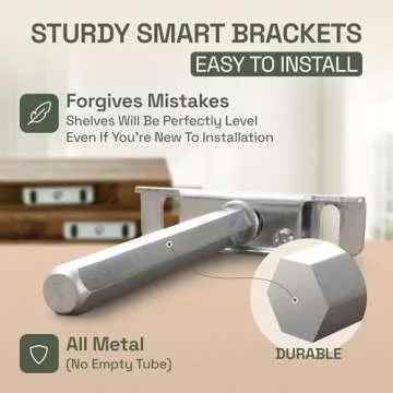 BAOBAB WORKSHOP Wood Floating Shelves 16 inch - Bathroom Shelves for Room Wall Mount - Wide Wooden Wall Shelves for Bedroom Kitchen Living Room - Walnut - 16D x 6.7W Inch, Set of 2