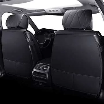 Aierxuan 5 Car Seat Covers Waterproof Leather Universal Compatible with Honda CRV Civic Accord Odyssey HRV Elantra Ford Yaris Sienna Jeep Chevy Subaru Nissan Rogue Soul Toyota(Full Set, Black)