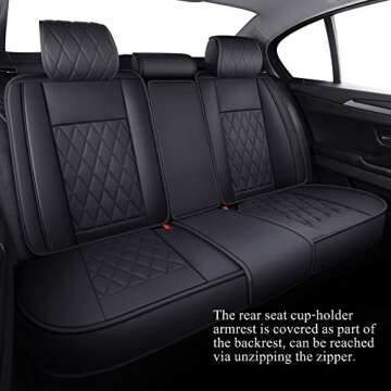 Aierxuan 5 Car Seat Covers Waterproof Leather Universal Compatible with Honda CRV Civic Accord Odyssey HRV Elantra Ford Yaris Sienna Jeep Chevy Subaru Nissan Rogue Soul Toyota(Full Set, Black)