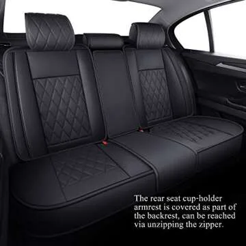 Aierxuan 5 Car Seat Covers Waterproof Leather Universal Compatible with Honda CRV Civic Accord Odyssey HRV Elantra Ford Yaris Sienna Jeep Chevy Subaru Nissan Rogue Soul Toyota(Full Set, Black)