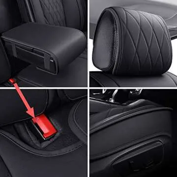 Aierxuan 5 Car Seat Covers Waterproof Leather Universal Compatible with Honda CRV Civic Accord Odyssey HRV Elantra Ford Yaris Sienna Jeep Chevy Subaru Nissan Rogue Soul Toyota(Full Set, Black)