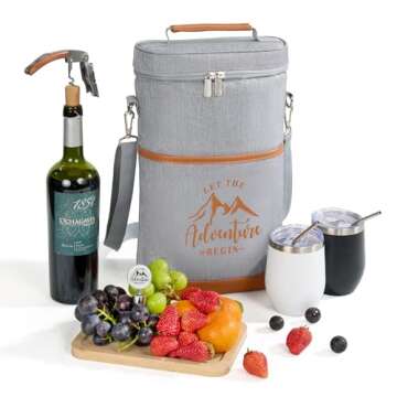 AW BRIDAL Wine Gifts for Wine Lovers Birthday Gifts for Women Camping Gifts Personalized Gifts for Couples, Friends, Sisters - Wine Tote Bag Wine Gifts Bag Wine Gift Basket with Tumblers
