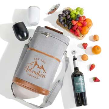 AW BRIDAL Wine Gifts for Wine Lovers Birthday Gifts for Women Camping Gifts Personalized Gifts for Couples, Friends, Sisters - Wine Tote Bag Wine Gifts Bag Wine Gift Basket with Tumblers