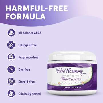 Vulva Harmony Vaginal Moisturizer for Women – Vulva Balm, Moisture & Relief Cream for Intimate Feminine Care | Dryness, Vaginitis, Itch, Chafing, Irritation & Menopause| Estrogen-Free, pH5.5, 2.25 Oz
