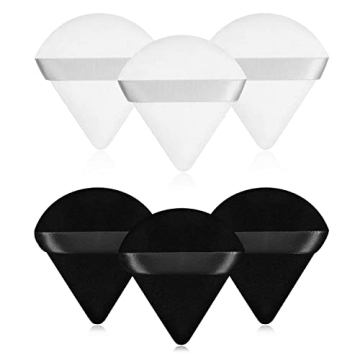 6 Pieces Powder Puff Face Makeup Puffs Powder Puffs for Face Powder Triangle Wedge Shape Soft Velour...