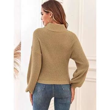 ZAFUL Women's Cropped Turtleneck Sweater for Fashion